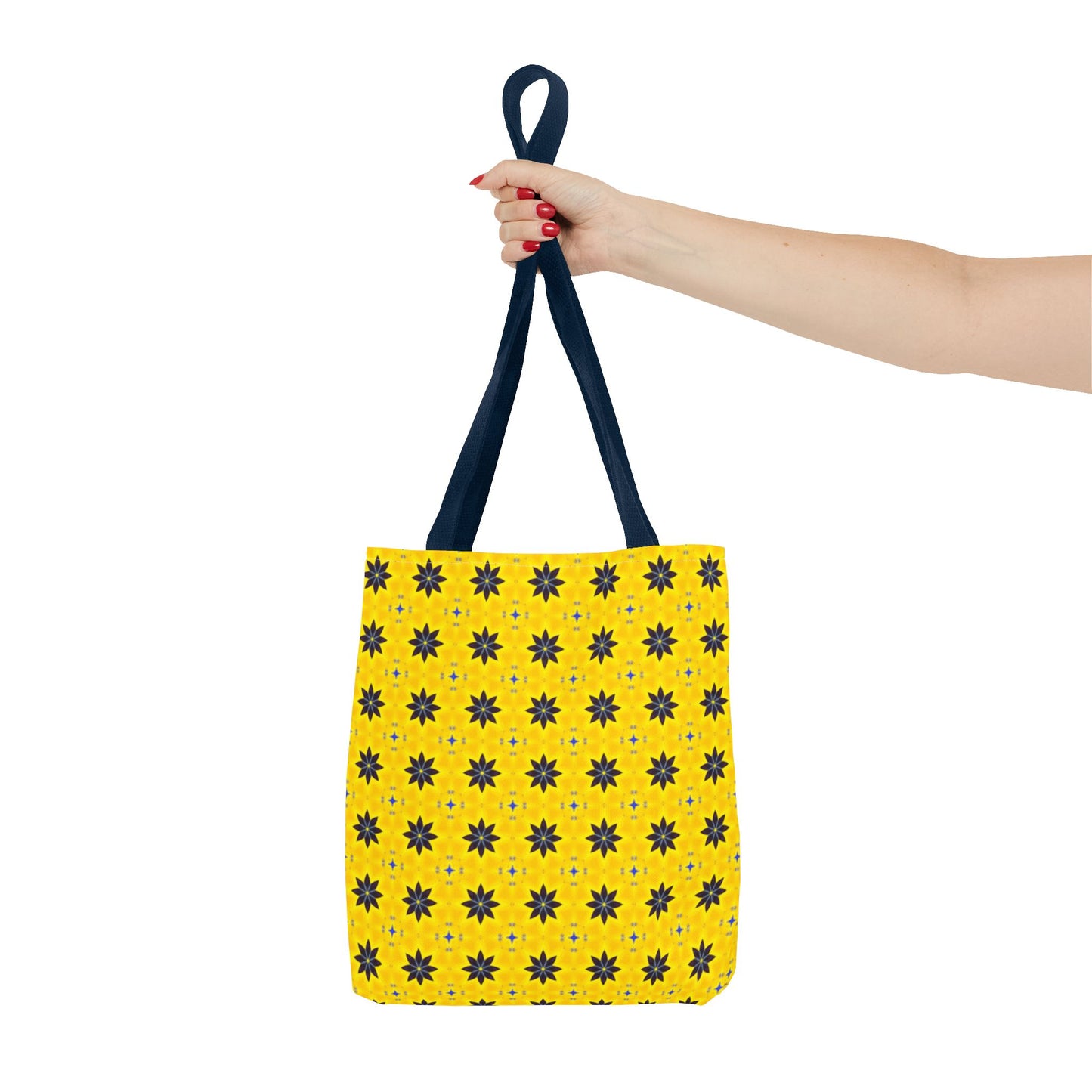 Navy Blue Flowers Tote Bag – Bold Floral Canvas Tote for Boho Chic Style