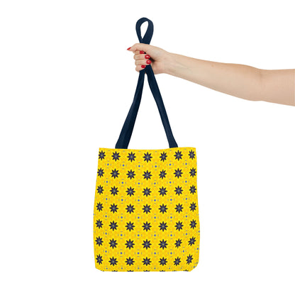 Navy Blue Flowers Tote Bag – Bold Floral Canvas Tote for Boho Chic Style
