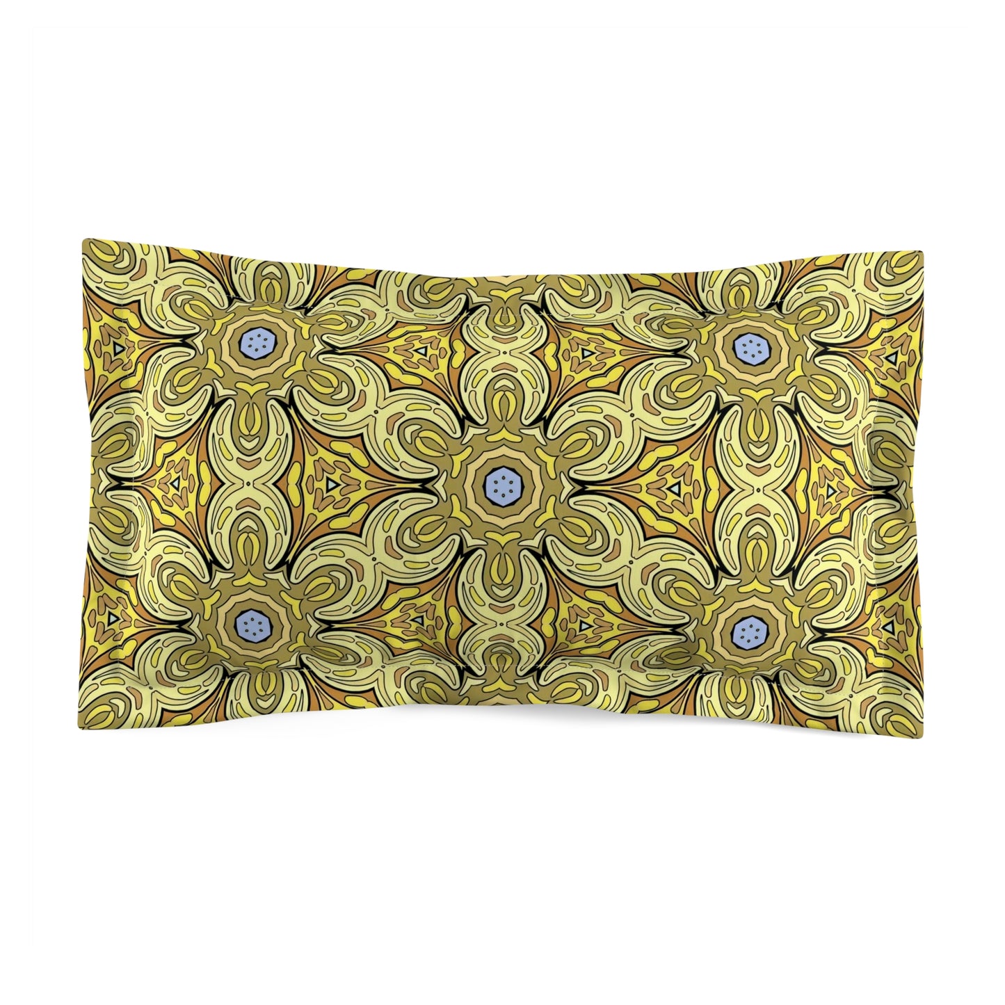 Retro Yellow Flowers Pillow Sham – Colorful Geometric Floral Bedding Decor