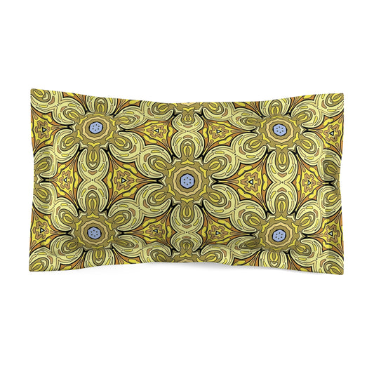 Retro Yellow Flowers Pillow Sham – Colorful Geometric Floral Bedding Decor