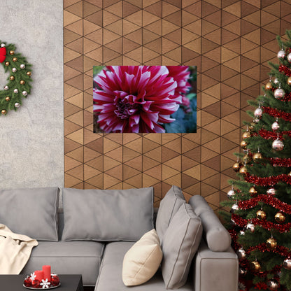 Red and White Dahlia Wall Poster – Botanical Floral Art Print, Cottagecore Summer Bloom Decor