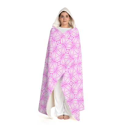 Cherry Blossom Patchwork Hooded Blanket – Sakura Floral Wearable Throw, Japanese Cherry Blossom Design