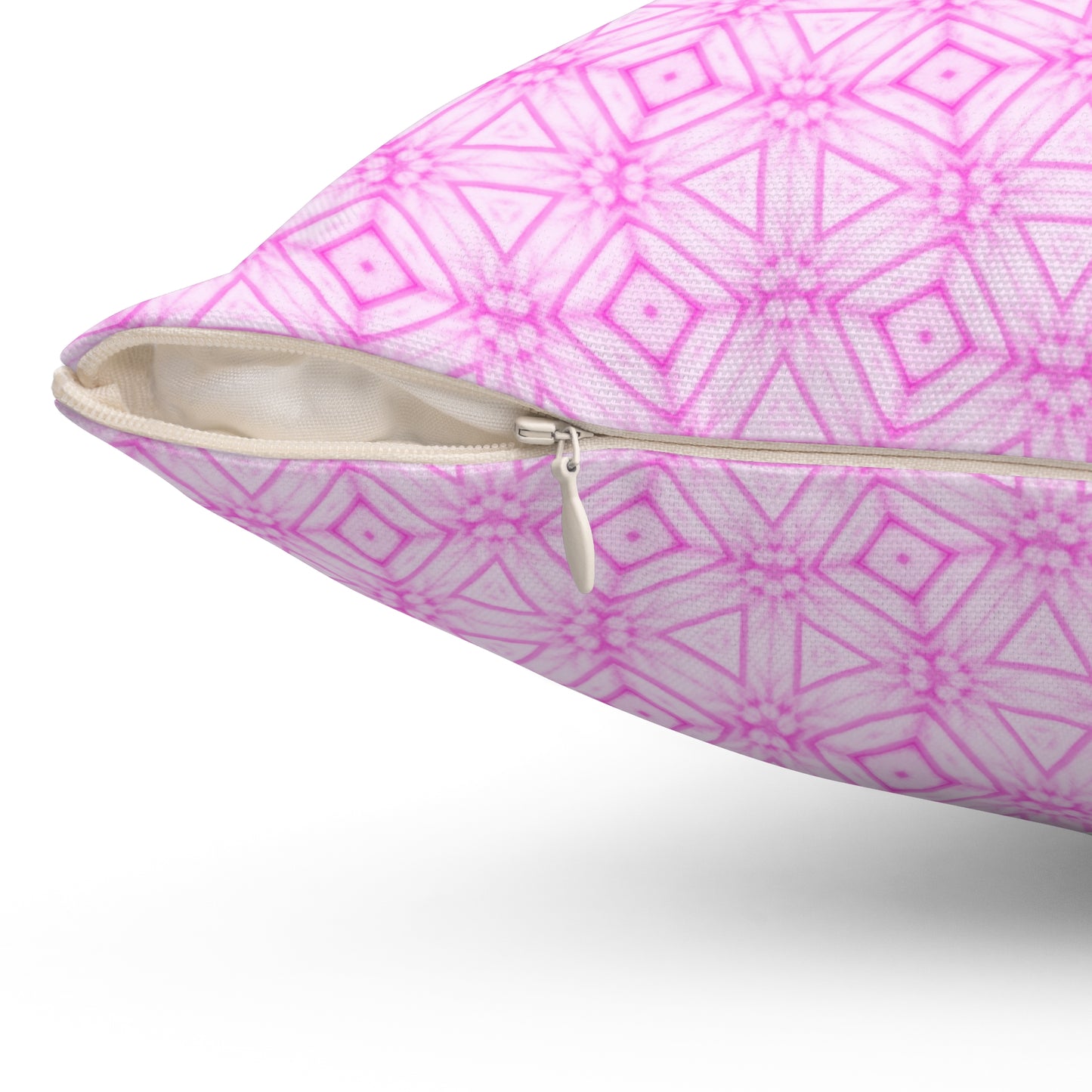 Cherry Blossom Patchwork Square Pillow – Sakura Floral Decorative Cushion, Pink Cherry Blossom Art