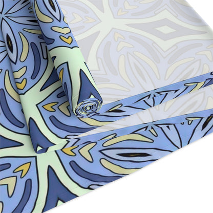 Pale Cornflower Blue and Yellow Table Runner – Elegant Floral Dining Decor for Modern and Traditional Settings