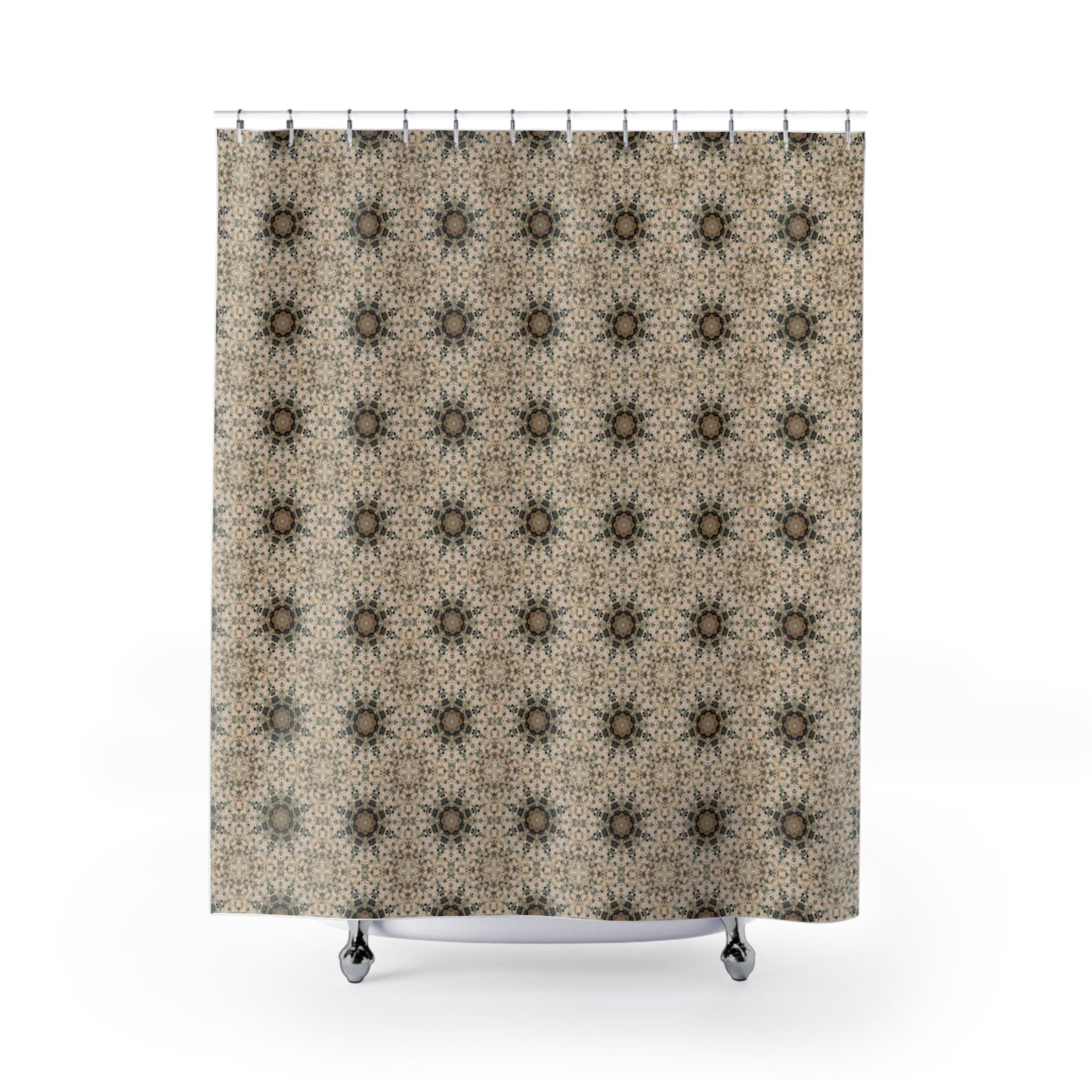 Desert Suns Shower Curtain – Boho Desert Sun Bathroom Decor, Southwestern Earth-Tone Geometric Curtain