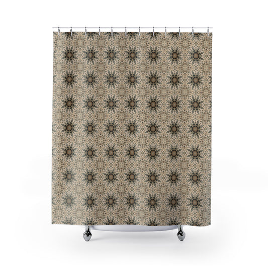 Desert Suns Shower Curtain – Boho Desert Sun Bathroom Decor, Southwestern Earth-Tone Geometric Curtain