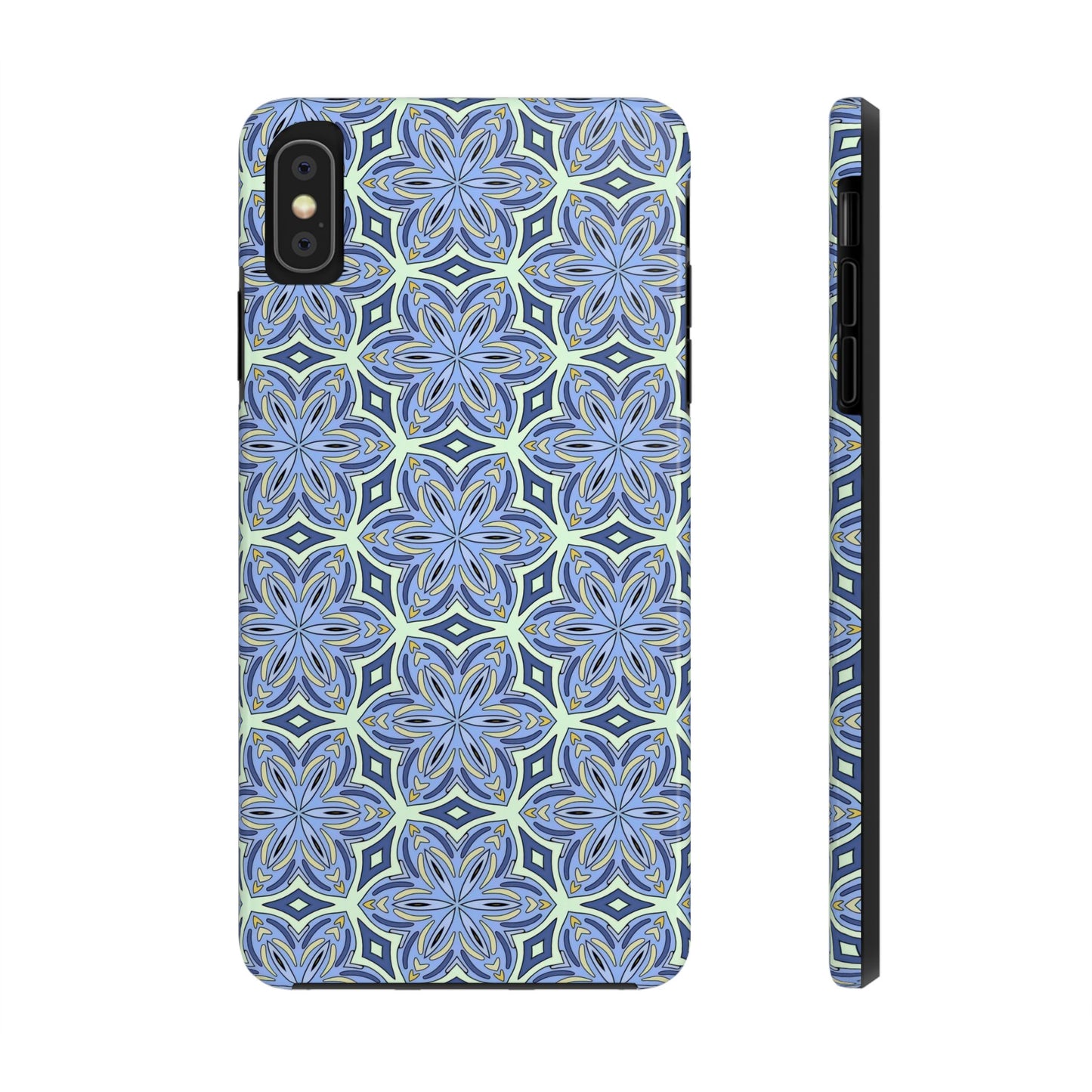 Pale Cornflower Blue and Yellow Phone Case – Geometric Floral Protective Cover for iPhone & Android Models