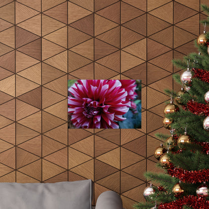 Red and White Dahlia Wall Poster – Botanical Floral Art Print, Cottagecore Summer Bloom Decor