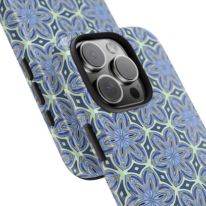 Pale Cornflower Blue and Yellow Phone Case – Geometric Floral Protective Cover for iPhone & Android Models
