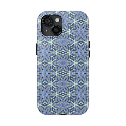 Pale Cornflower Blue and Yellow Phone Case – Geometric Floral Protective Cover for iPhone & Android Models