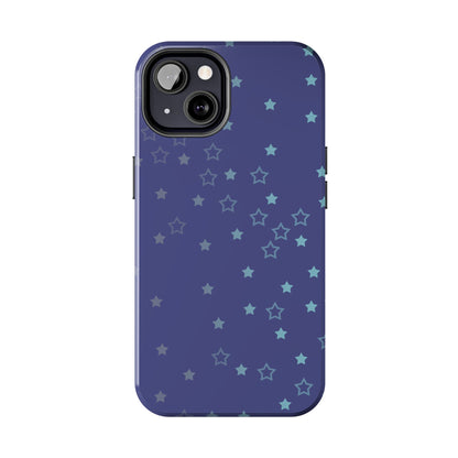 Blue Starfall Tough Phone Case – Celestial Blue Star Cover, Galaxy-Inspired Night Sky iPhone Accessory