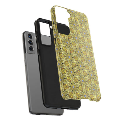 Retro Yellow Flowers Pattern Phone Case – Vibrant Geometric Floral Design for iPhone & Samsung