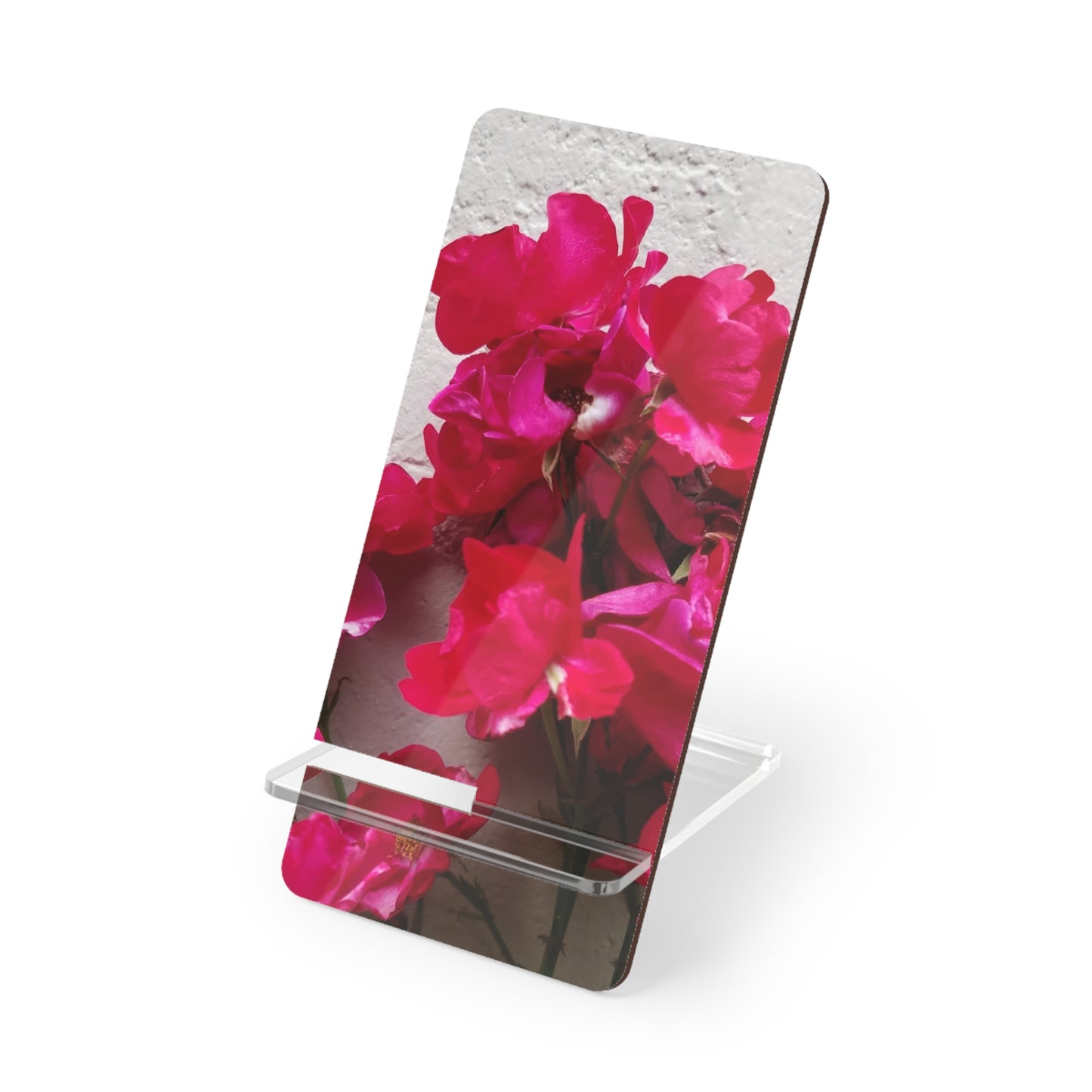 Bougainvillea Against White Stucco Wall Phone Stand – Bright Floral Photography Phone Holder