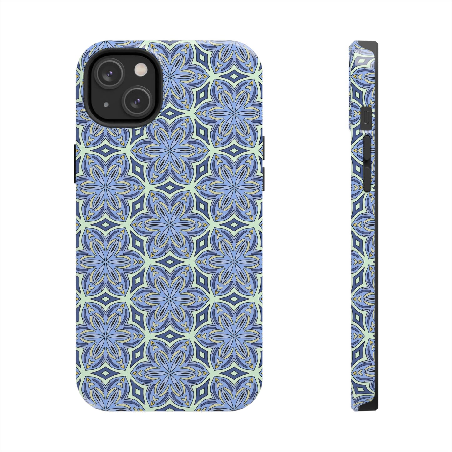 Pale Cornflower Blue and Yellow Phone Case – Geometric Floral Protective Cover for iPhone & Android Models