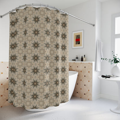 Desert Suns Shower Curtain – Boho Desert Sun Bathroom Decor, Southwestern Earth-Tone Geometric Curtain