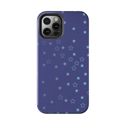 Blue Starfall Tough Phone Case – Celestial Blue Star Cover, Galaxy-Inspired Night Sky iPhone Accessory