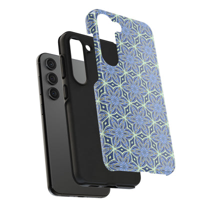 Pale Cornflower Blue and Yellow Phone Case – Geometric Floral Protective Cover for iPhone & Android Models