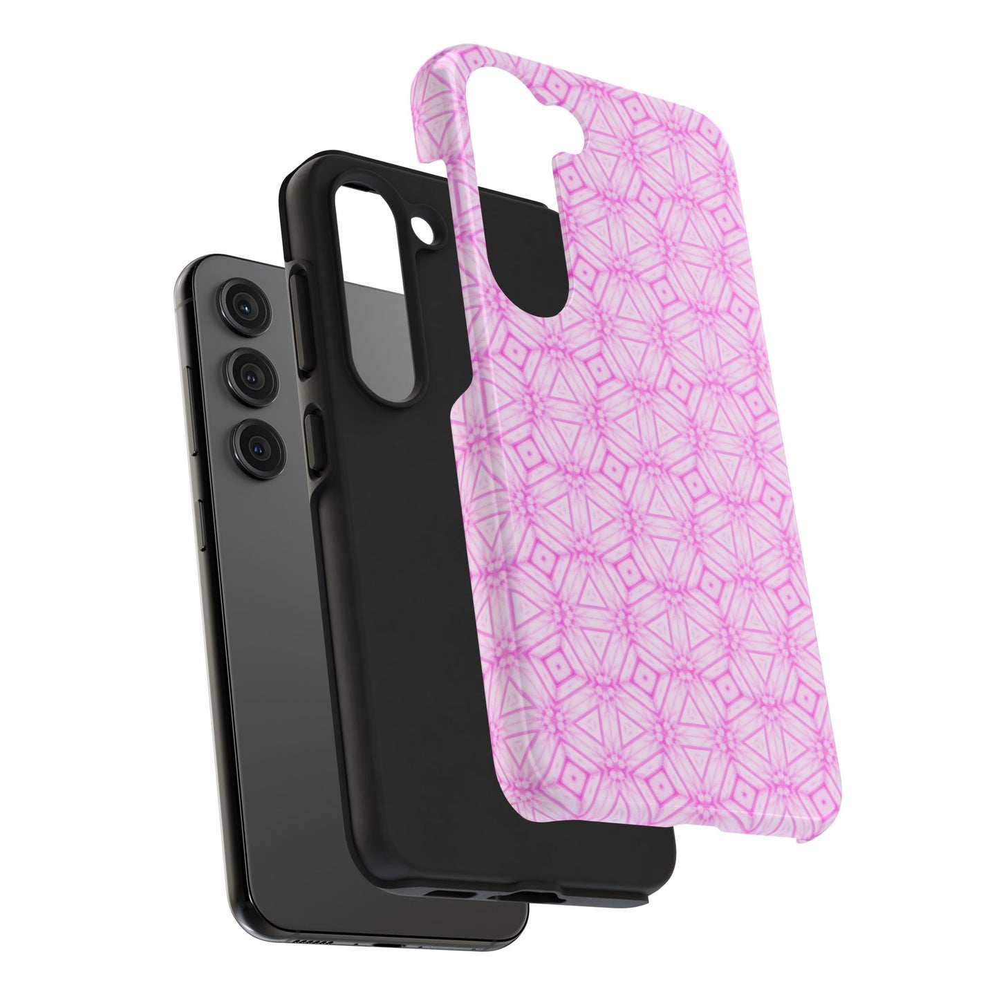 Cherry Blossom Patchwork Tough Case – Sakura Floral Pink Spring Floral Pattern Phone Case for Samsung Galaxy and iPhone
