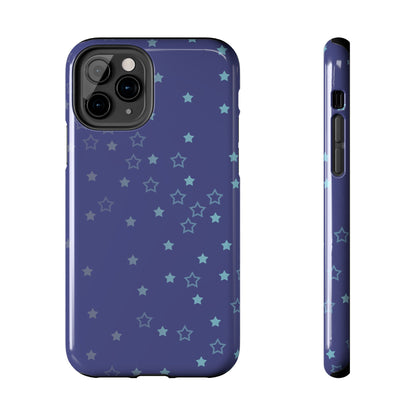 Blue Starfall Tough Phone Case – Celestial Blue Star Cover, Galaxy-Inspired Night Sky iPhone Accessory