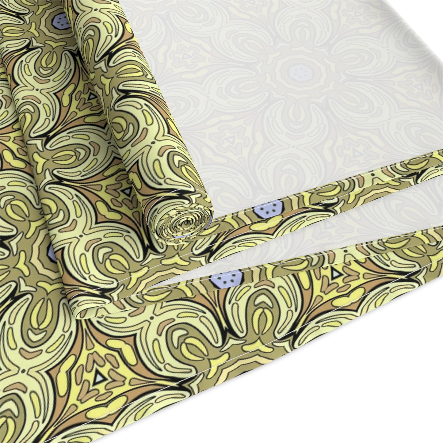 Retro Yellow Flowers Table Runner – Geometric Floral Dining Room & Kitchen Decor