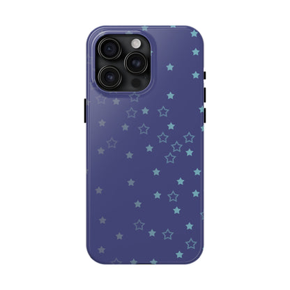 Blue Starfall Tough Phone Case – Celestial Blue Star Cover, Galaxy-Inspired Night Sky iPhone Accessory