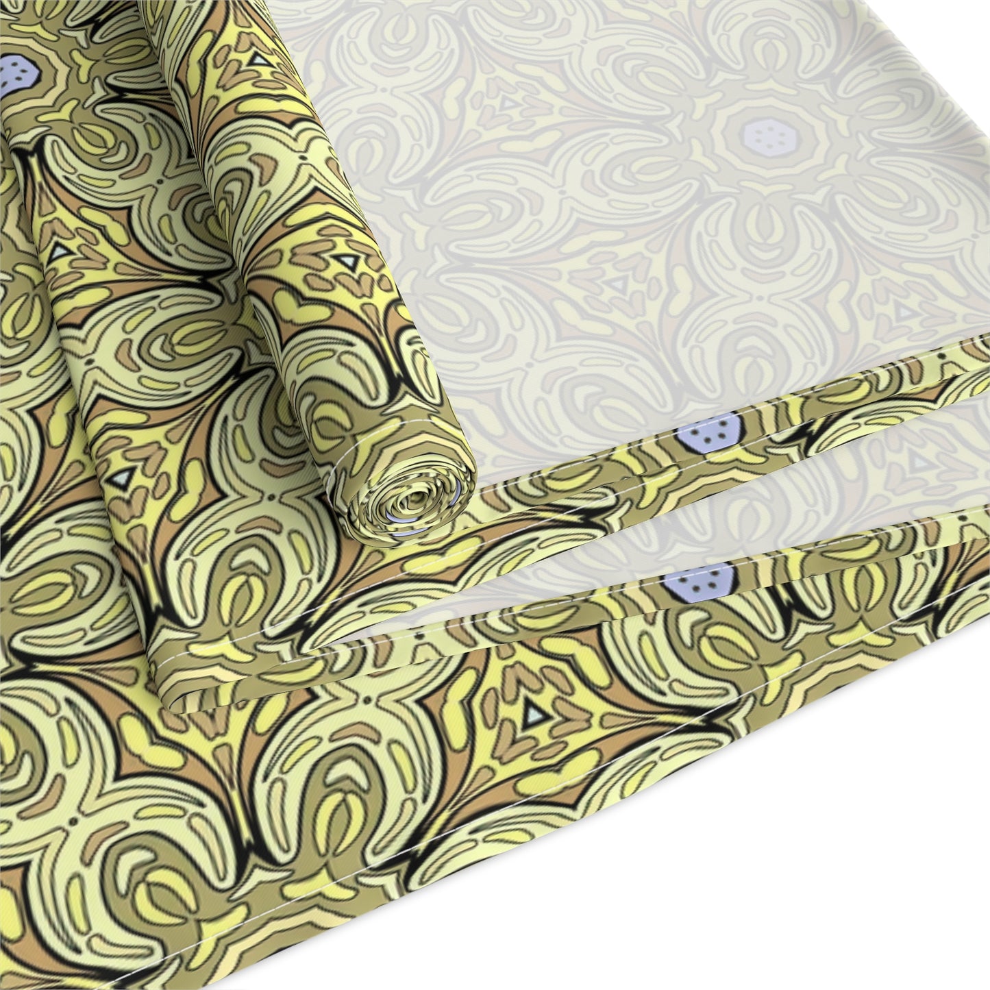 Retro Yellow Flowers Table Runner – Geometric Floral Dining Room & Kitchen Decor