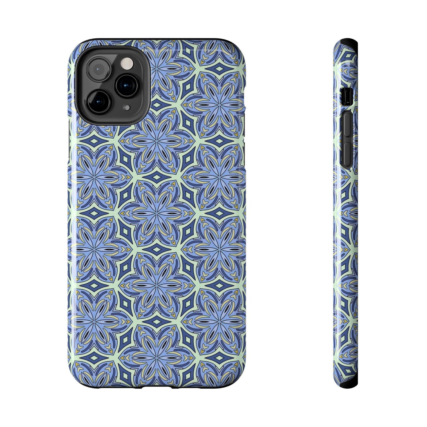 Pale Cornflower Blue and Yellow Phone Case – Geometric Floral Protective Cover for iPhone & Android Models