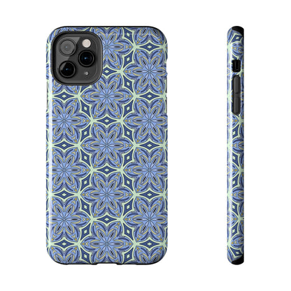 Pale Cornflower Blue and Yellow Phone Case – Geometric Floral Protective Cover for iPhone & Android Models
