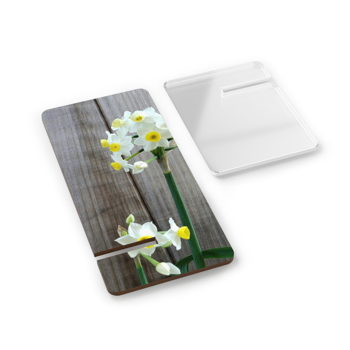 Daffodils by the Fence Phone Stand – Cottagecore Floral Desk Accessory with Rustic Spring Charm