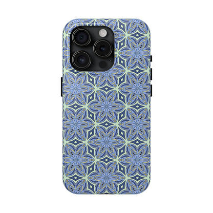 Pale Cornflower Blue and Yellow Phone Case – Geometric Floral Protective Cover for iPhone & Android Models