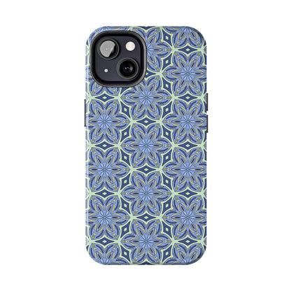 Pale Cornflower Blue and Yellow Phone Case – Geometric Floral Protective Cover for iPhone & Android Models