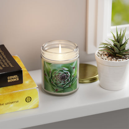 Pale Green Spiky Succulent Jar Candle – Minimalist Botanical Image Candle for Calm Desert-Inspired Decor