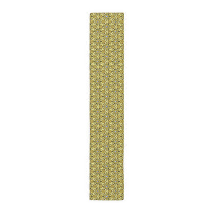 Retro Yellow Flowers Table Runner – Geometric Floral Dining Room & Kitchen Decor