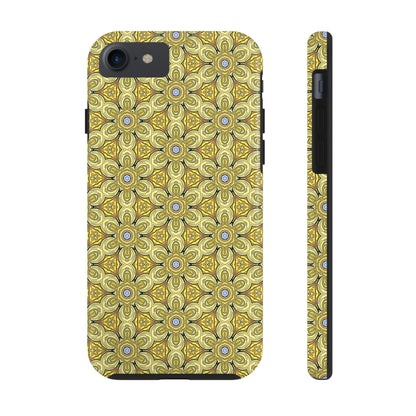 Retro Yellow Flowers Pattern Phone Case – Vibrant Geometric Floral Design for iPhone & Samsung