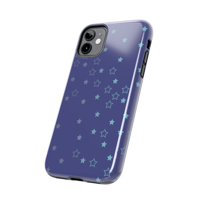 Blue Starfall Tough Phone Case – Celestial Blue Star Cover, Galaxy-Inspired Night Sky iPhone Accessory