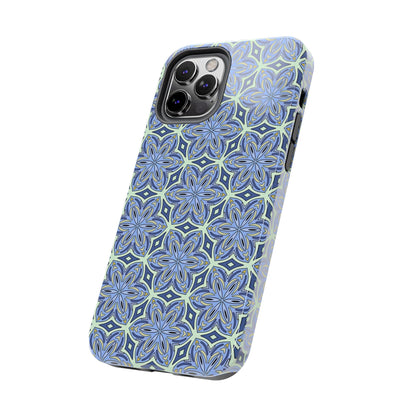 Pale Cornflower Blue and Yellow Phone Case – Geometric Floral Protective Cover for iPhone & Android Models