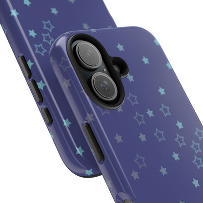 Blue Starfall Tough Phone Case – Celestial Blue Star Cover, Galaxy-Inspired Night Sky iPhone Accessory