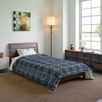 Blue Quilt Pattern Comforter – Colorful Geometric Bedding for Modern Bedrooms