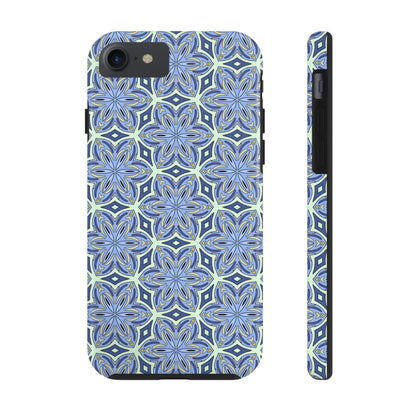 Pale Cornflower Blue and Yellow Phone Case – Geometric Floral Protective Cover for iPhone & Android Models