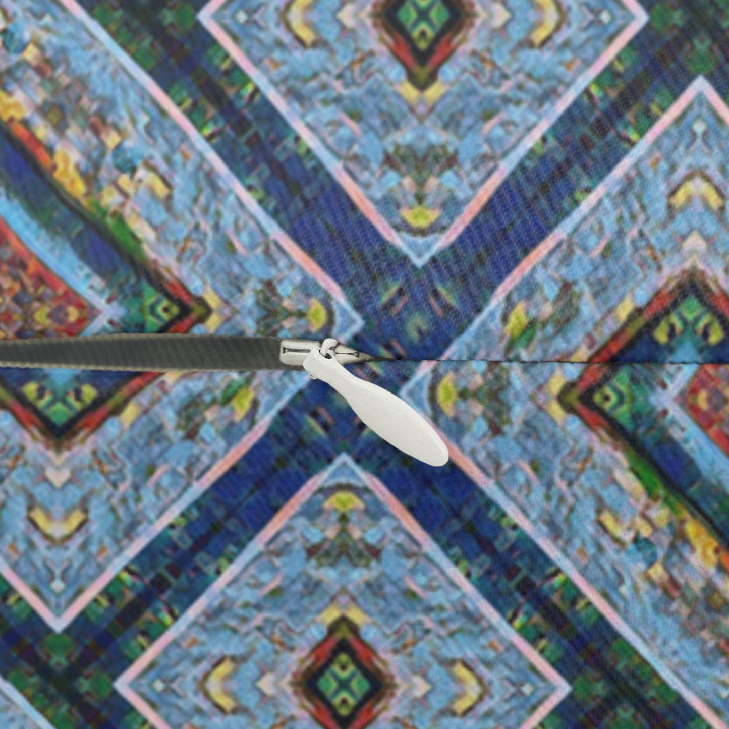 Blue Fusion Tiling Lumbar Pillow – Spun Polyester Decorative Cushion with Geometric Mosaic Pattern