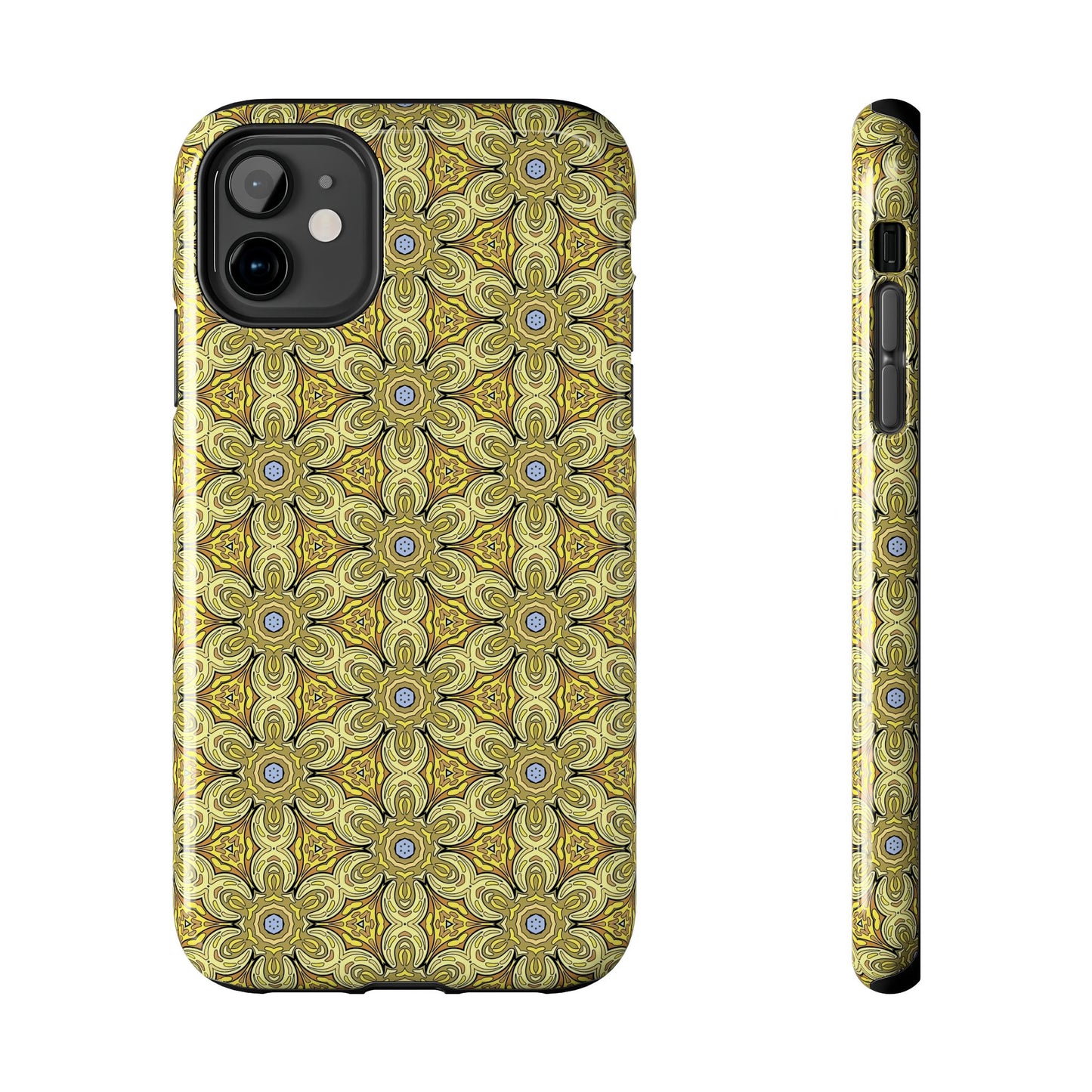 Retro Yellow Flowers Pattern Phone Case – Vibrant Geometric Floral Design for iPhone & Samsung