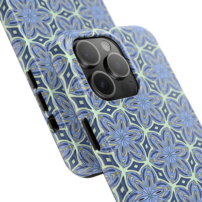 Pale Cornflower Blue and Yellow Phone Case – Geometric Floral Protective Cover for iPhone & Android Models