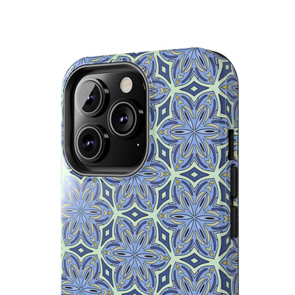 Pale Cornflower Blue and Yellow Phone Case – Geometric Floral Protective Cover for iPhone & Android Models