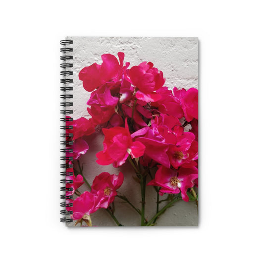 Bougainvillea Against White Stucco Wall Notebook – Mediterranean Floral Journal, Cottagecore Summer Bloom Sketchbook