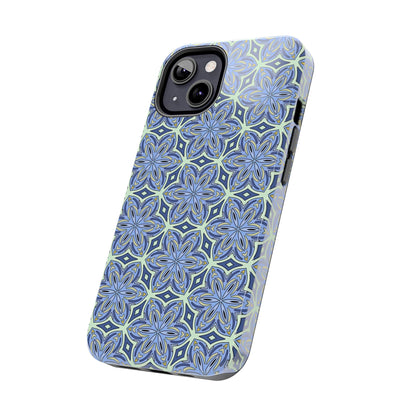 Pale Cornflower Blue and Yellow Phone Case – Geometric Floral Protective Cover for iPhone & Android Models