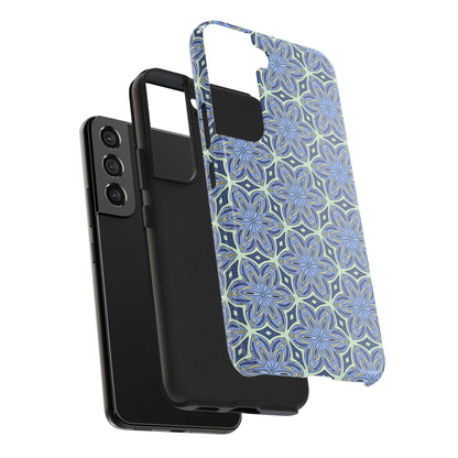 Pale Cornflower Blue and Yellow Phone Case – Geometric Floral Protective Cover for iPhone & Android Models