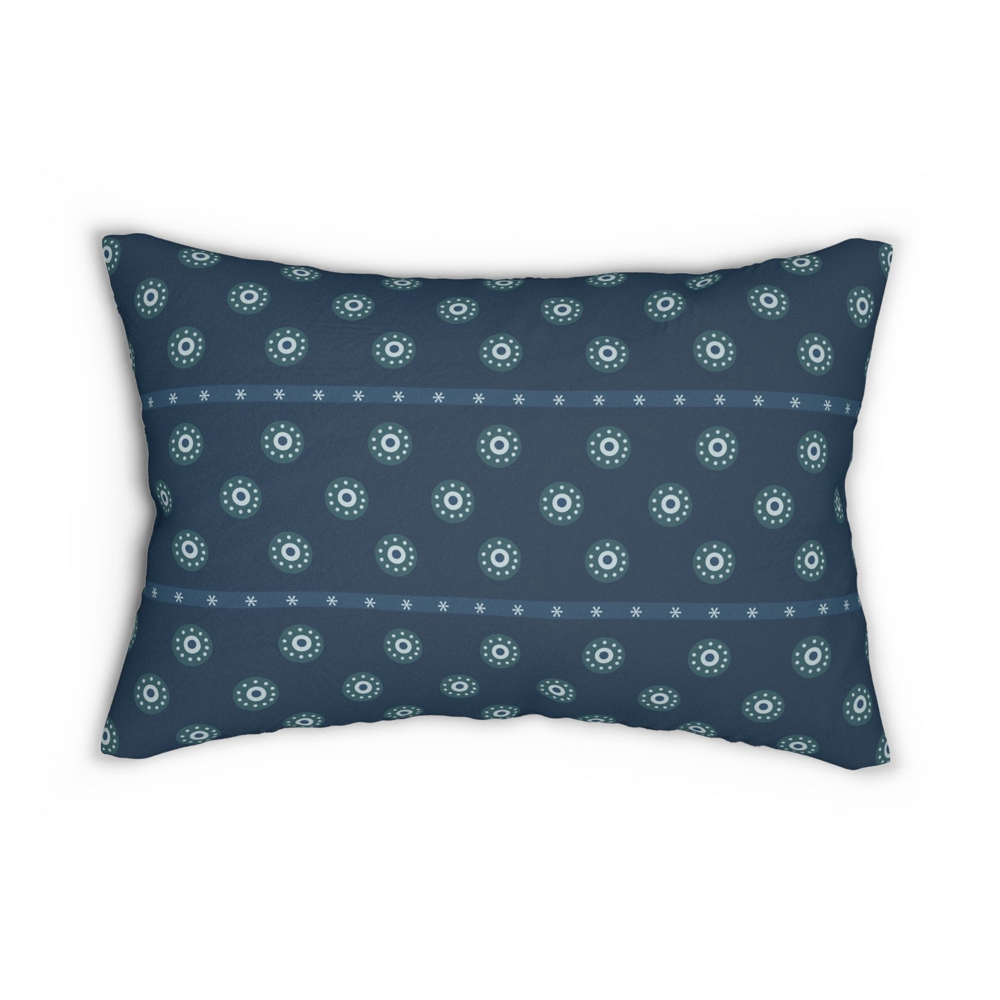 Blue Bohemian Lumbar Pillow – Geometric Floral Accent Cushion for Cozy, Modern, or Boho Home Decor