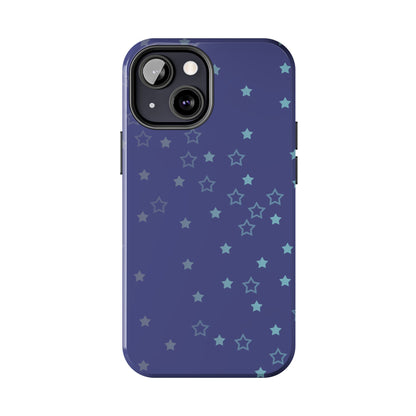 Blue Starfall Tough Phone Case – Celestial Blue Star Cover, Galaxy-Inspired Night Sky iPhone Accessory