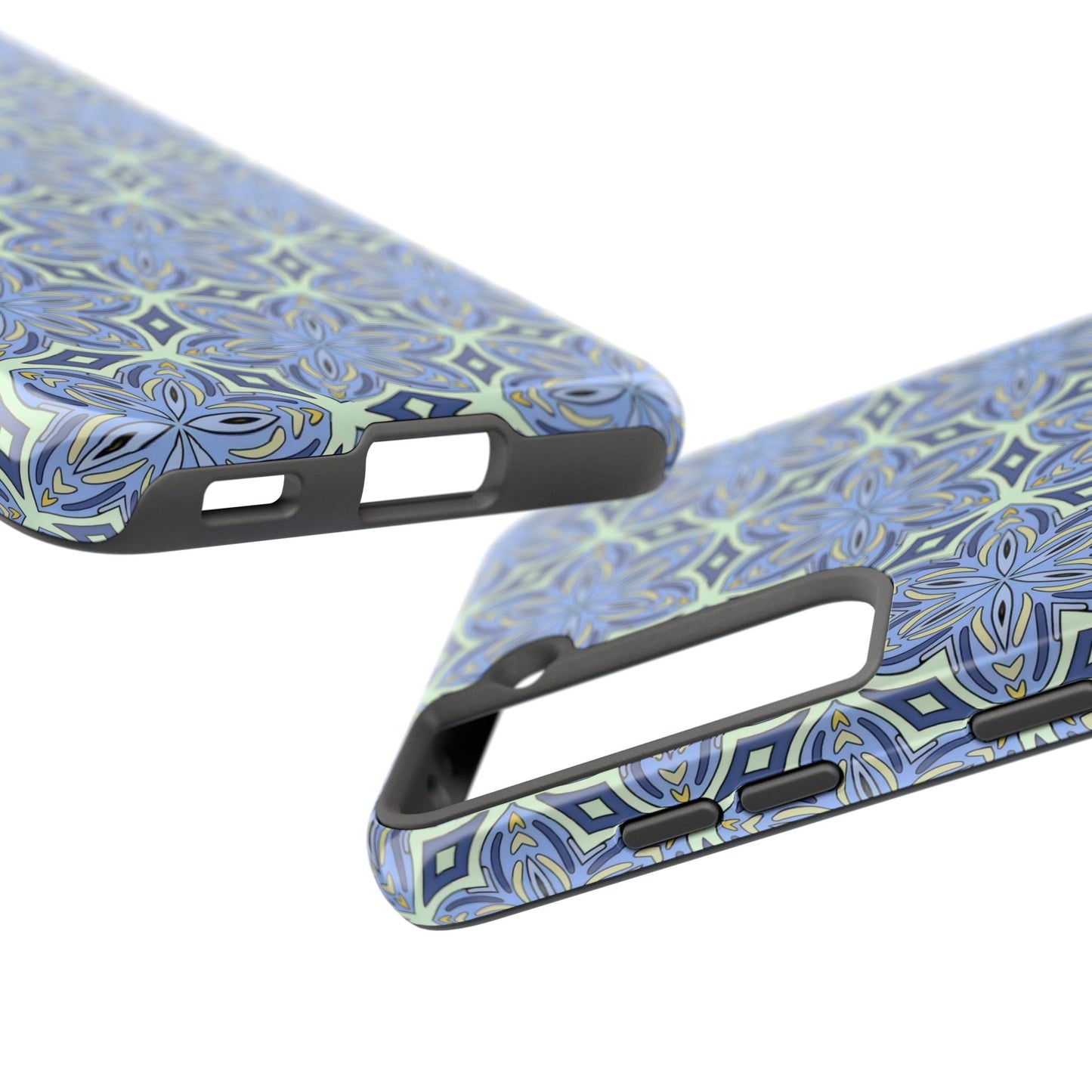 Pale Cornflower Blue and Yellow Phone Case – Geometric Floral Protective Cover for iPhone & Android Models