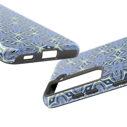Pale Cornflower Blue and Yellow Phone Case – Geometric Floral Protective Cover for iPhone & Android Models